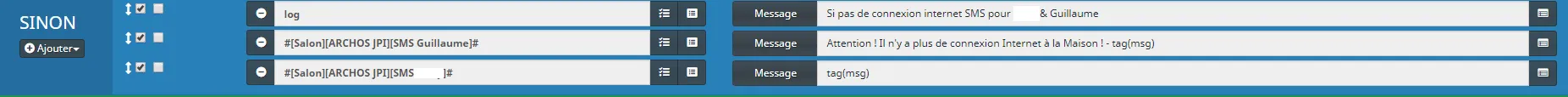 Envoi des Notifications dans Jeedom