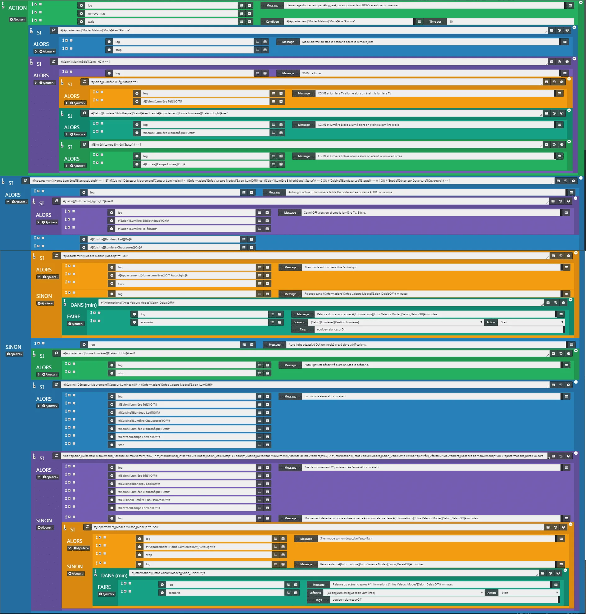 Gestion des lumières dans Jeedom exemple complexe