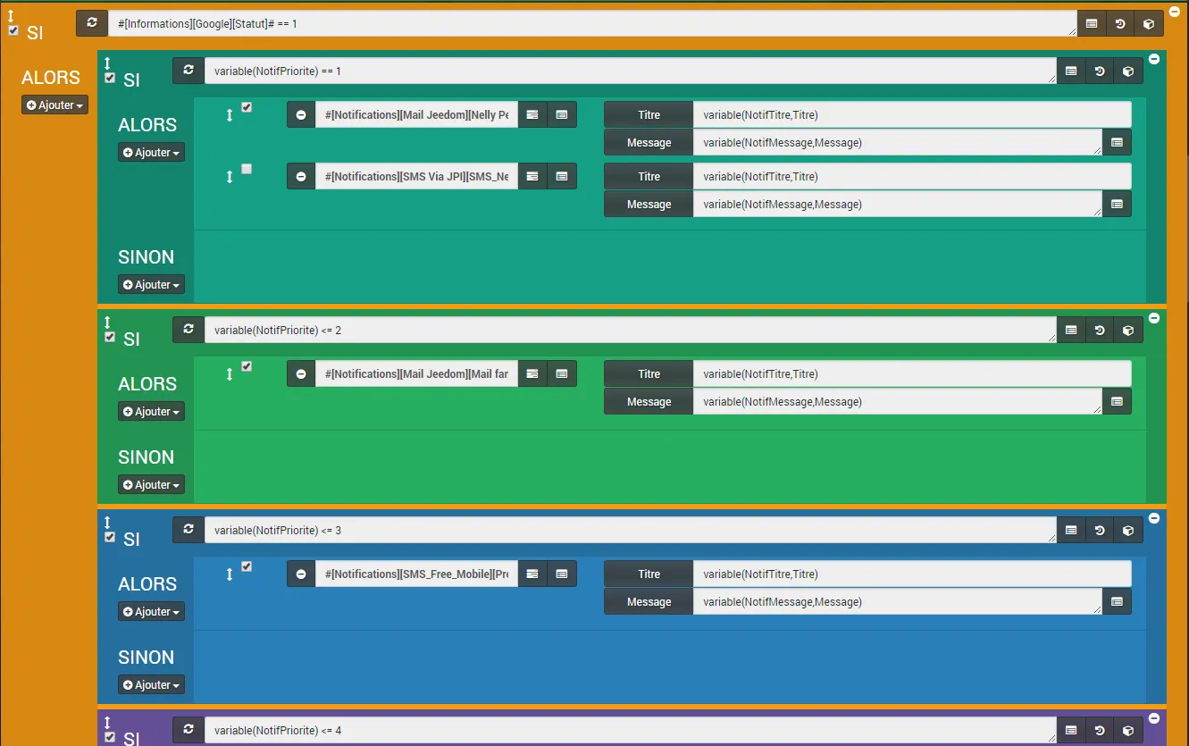 Jeedom Gestion des Notifications avancées