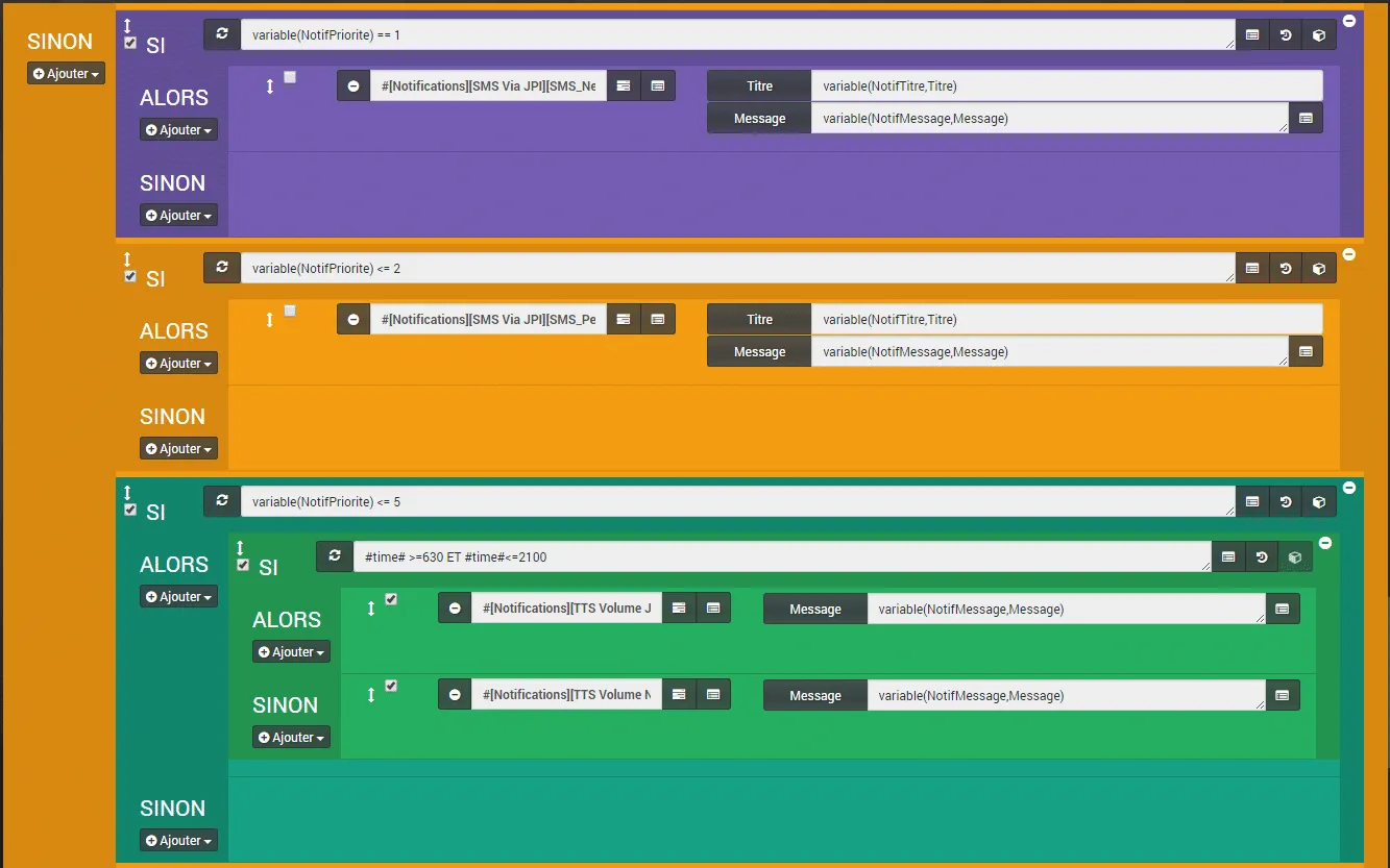 Jeedom Gestion des Notifications avancées