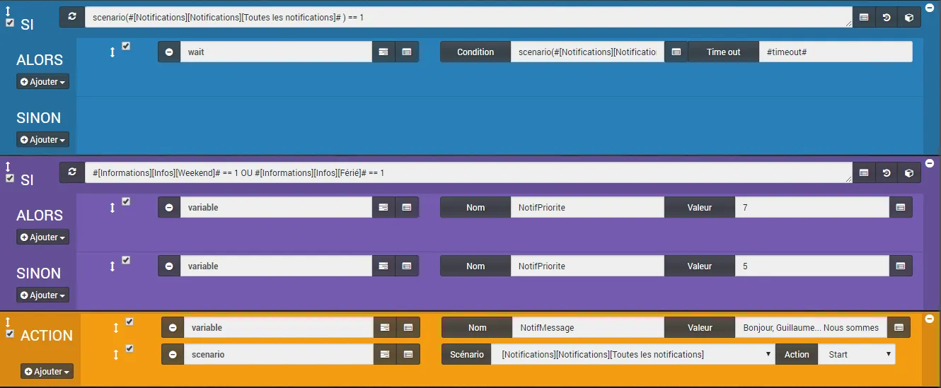Jeedom Gestion des Notifications avancées
