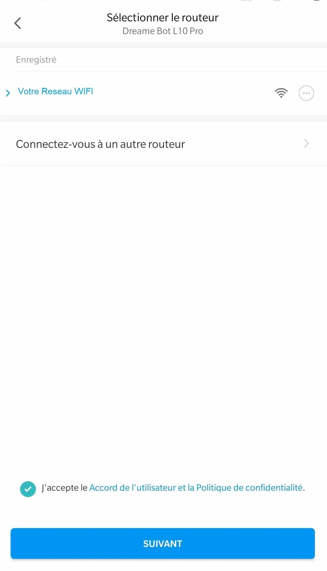 Sélectionnez votre réseau wifi