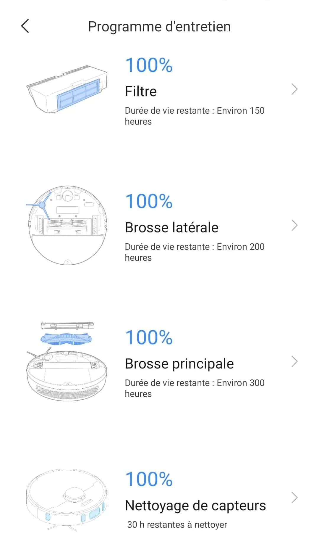 Le Robot Dreame Bot L10 Pro controle l’etat des accesoires afin de les nettoyer ou des les changer.