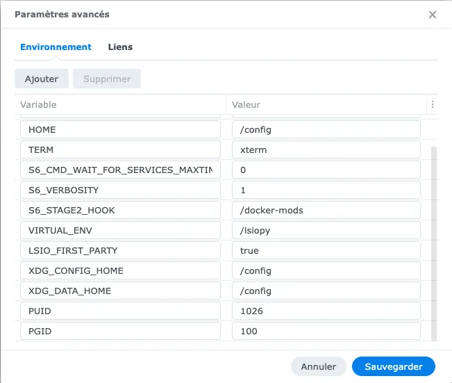 Variables d’environnement qBittorrent