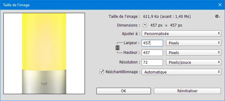 Taille de l'image photoshop